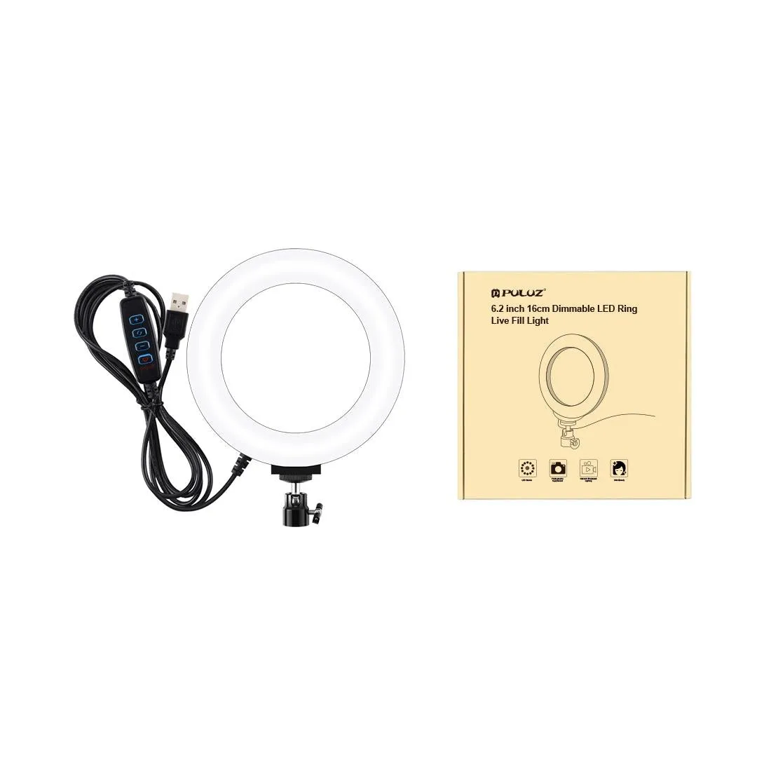 16cm USB LED Ring Light | With Tripod | 3 Modes | Black