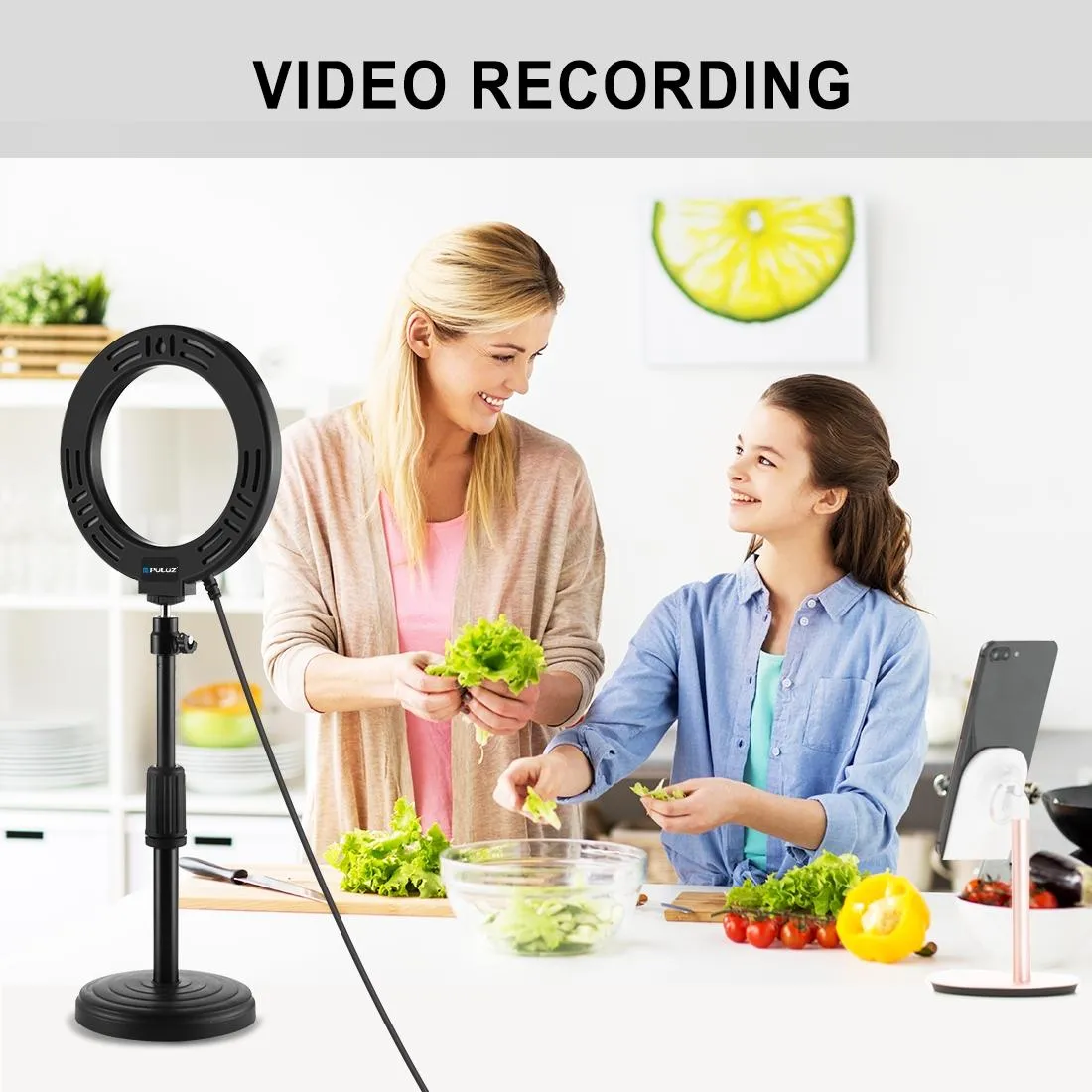 16cm USB LED Ring Light with Tripod & 3 Modes | Pink