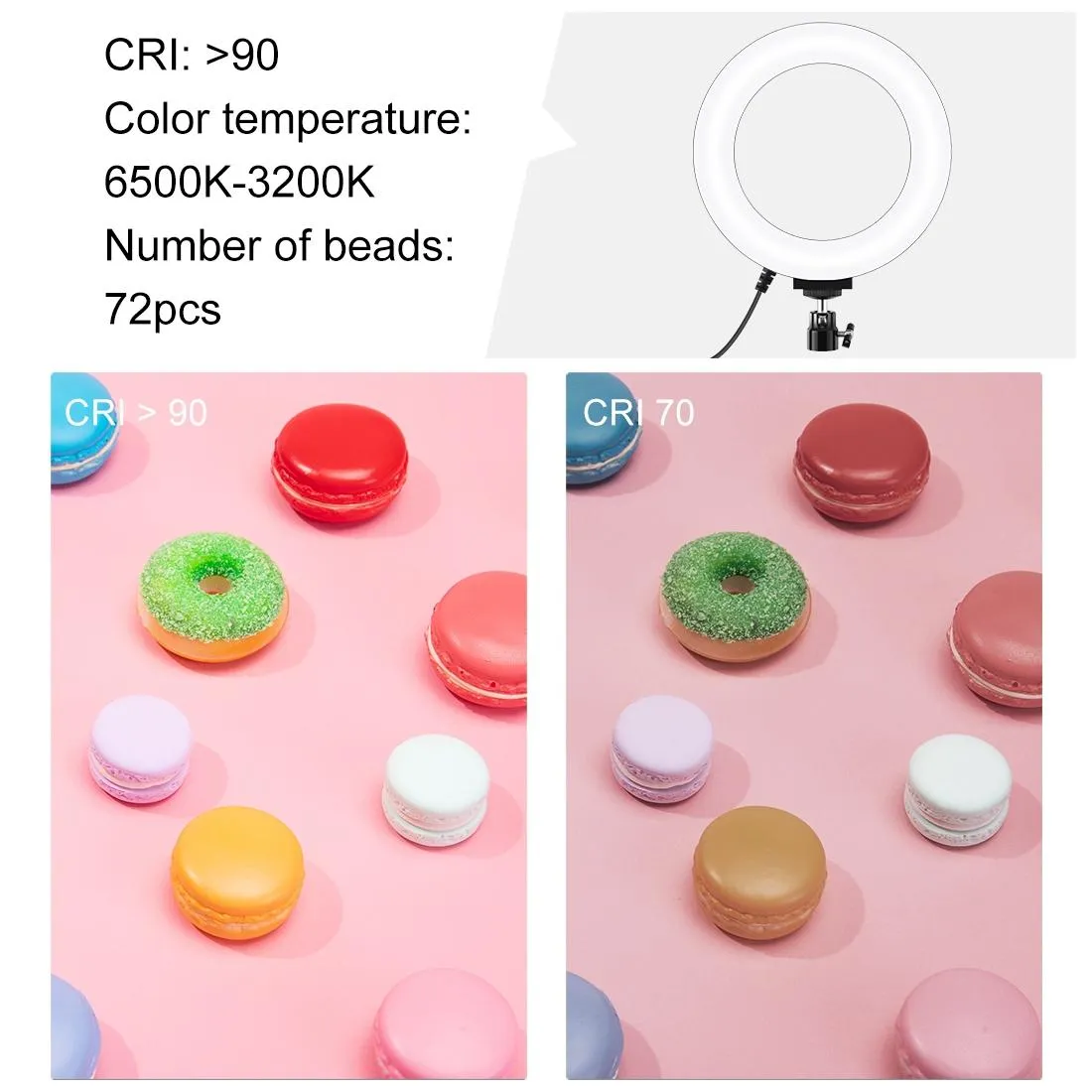 16cm USB LED Ring Light with Tripod & 3 Modes | Pink