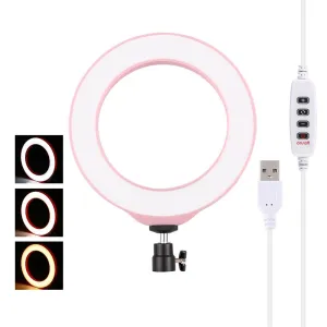 16cm USB LED Ring Light with Tripod & 3 Modes | Pink
