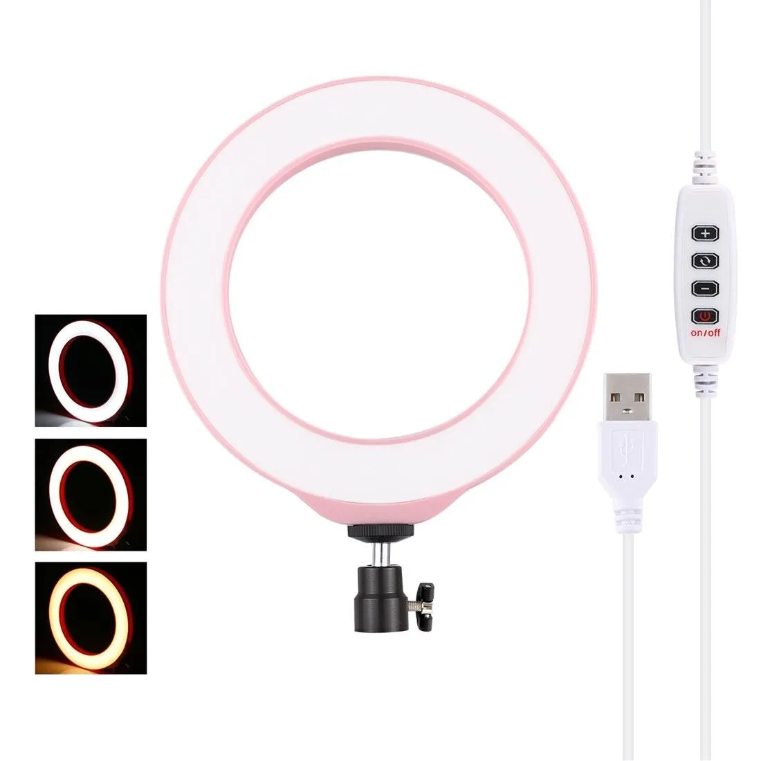16cm USB LED Ring Light with Tripod & 3 Modes | Pink
