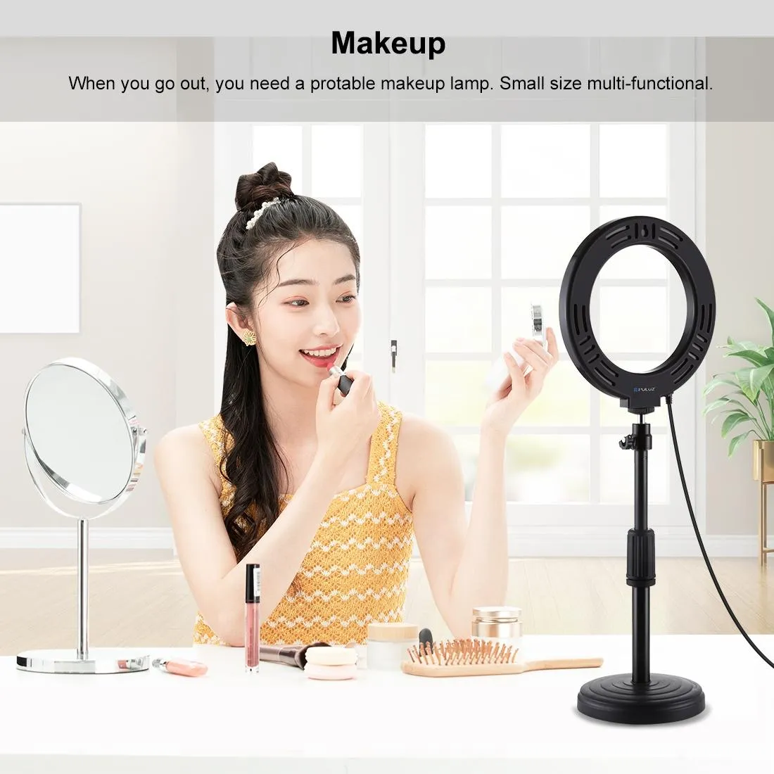 16cm USB LED Ring Light with Tripod & 3 Modes | Pink