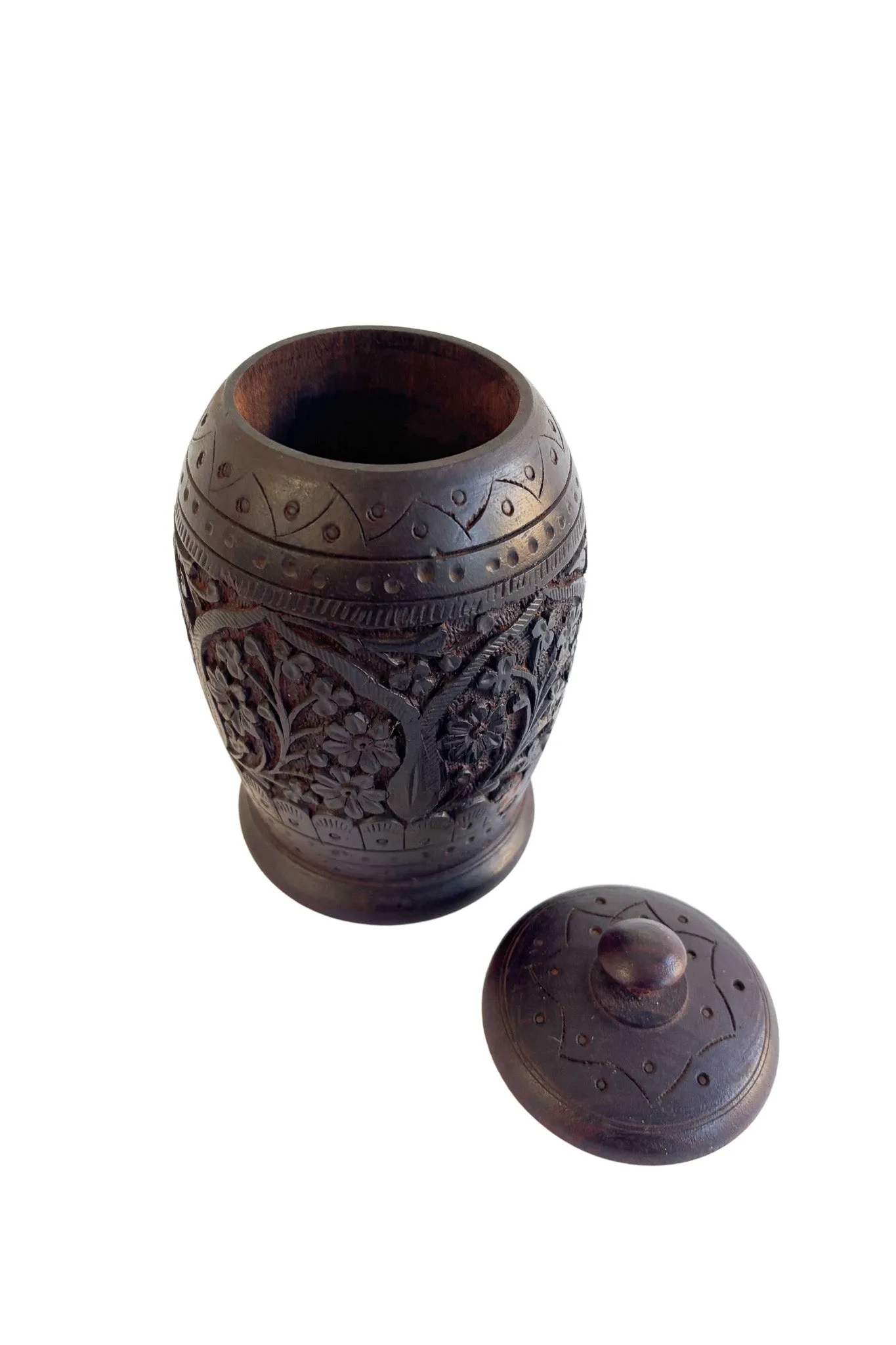 Anglo Indian carved spice urn