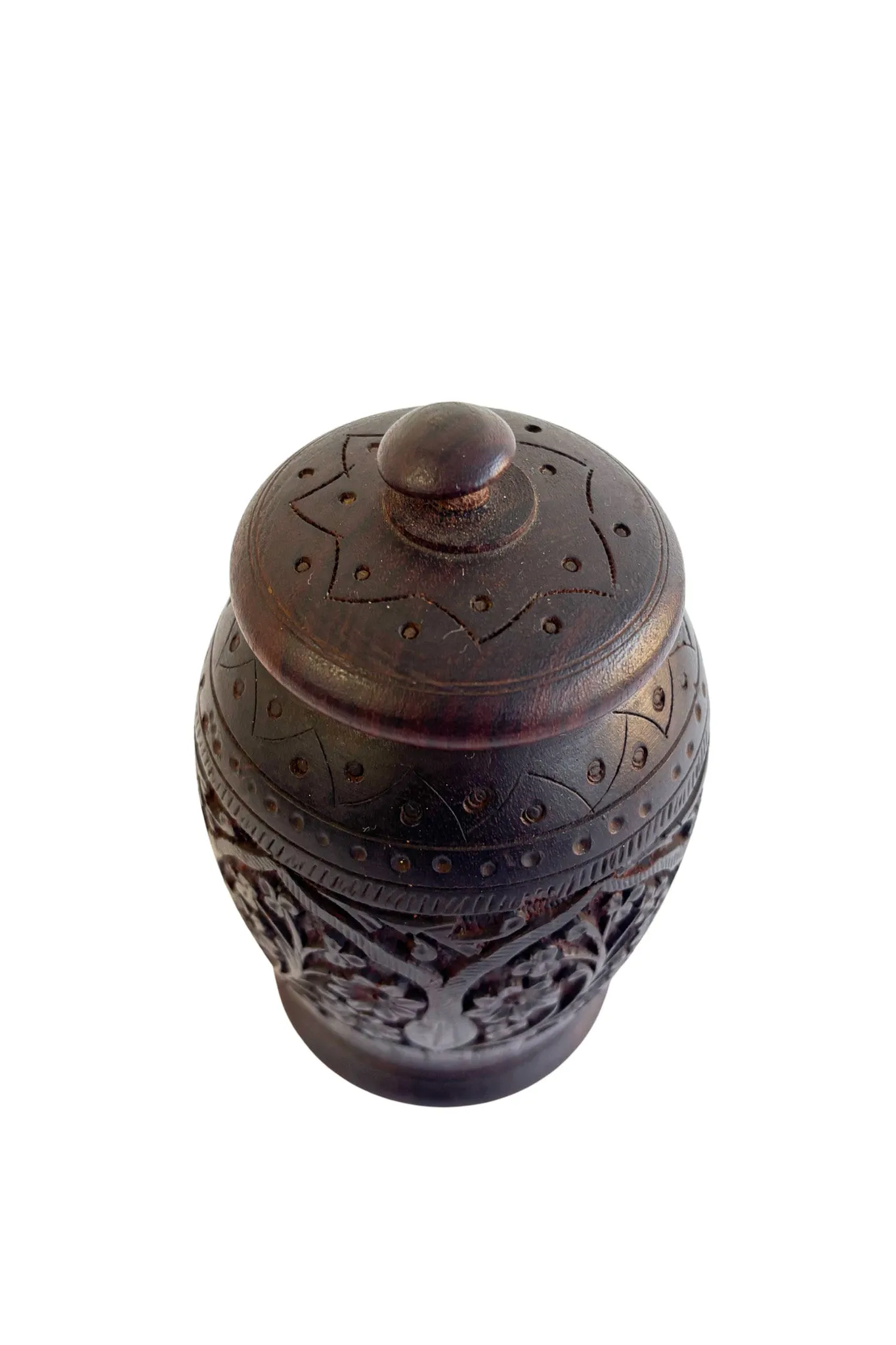 Anglo Indian carved spice urn