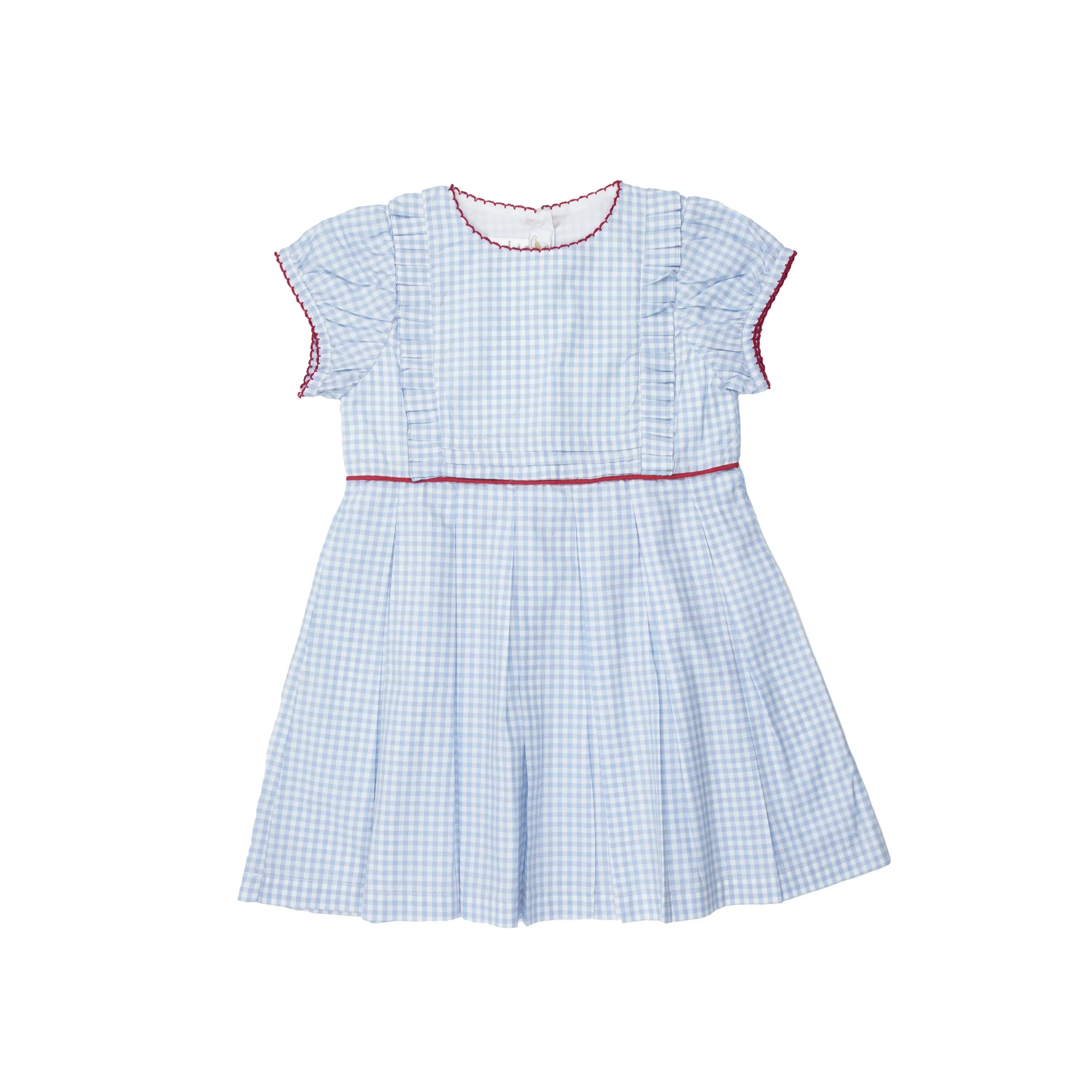 Blue Gingham Pleated Dress, Toddler Girls