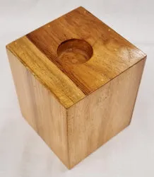 Candle Holder - Teak Wood (10 x 10 x 12cm)