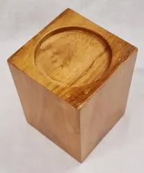 Candle Holder - Teak Wood (10.5 x 10.5 x 15cm)