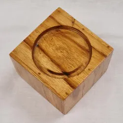 Candle Holder - Teak Wood (10.5 x 10.5 x 7.5cm)