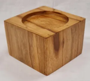 Candle Holder - Teak Wood (10.5 x 10.5 x 7.5cm)