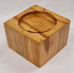 Candle Holder - Teak Wood (10.5 x 10.5 x 7.5cm)