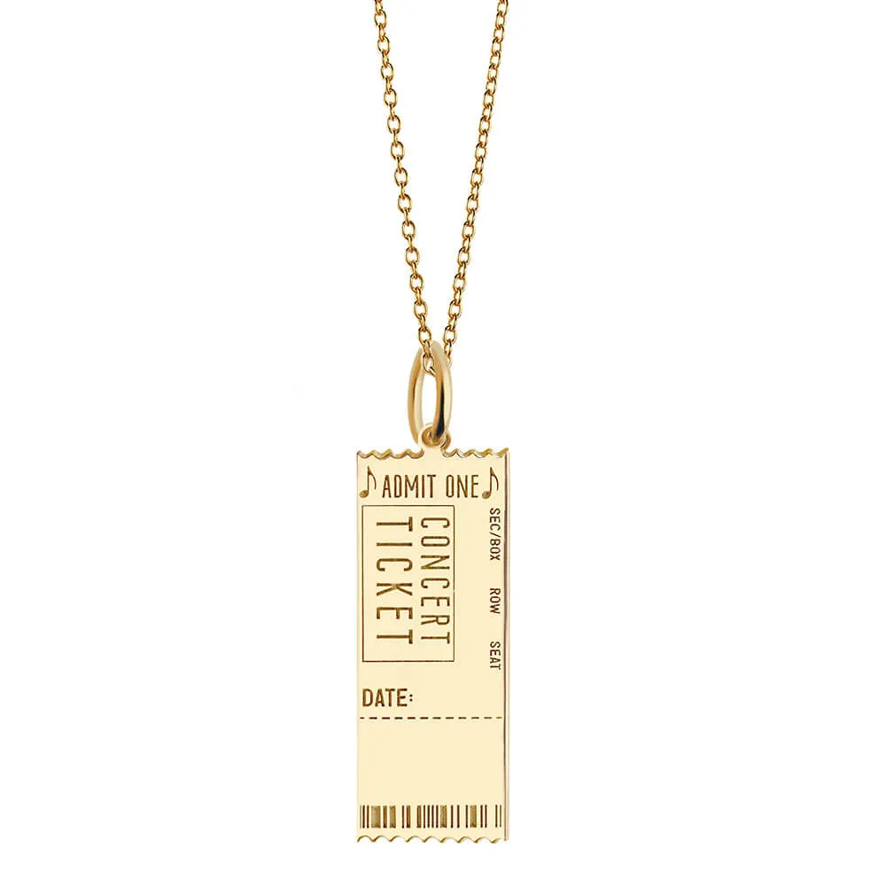 Concert Ticket Charm Solid Gold