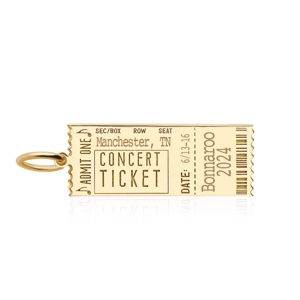 Concert Ticket Charm Solid Gold