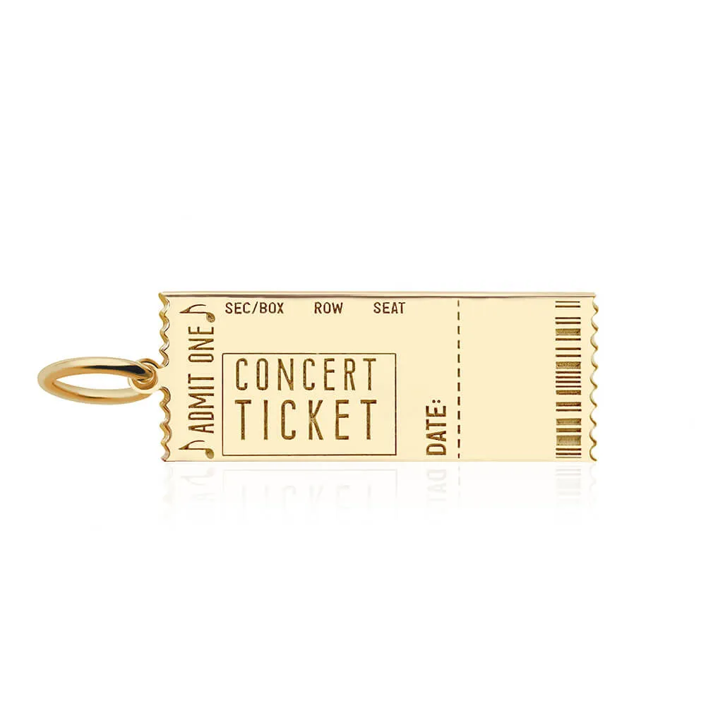 Concert Ticket Charm Solid Gold