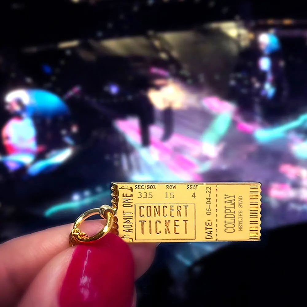 Concert Ticket Charm Solid Gold