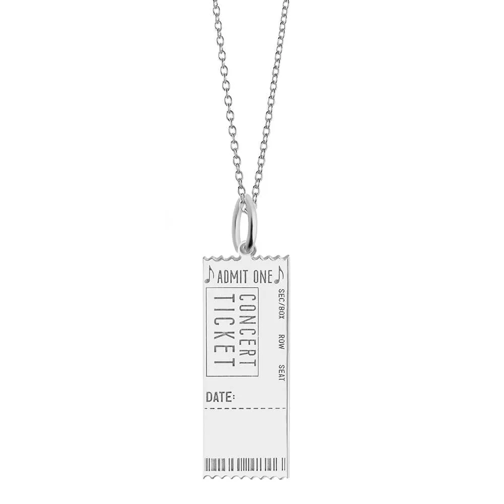Concert Ticket Customizable Charm Silver