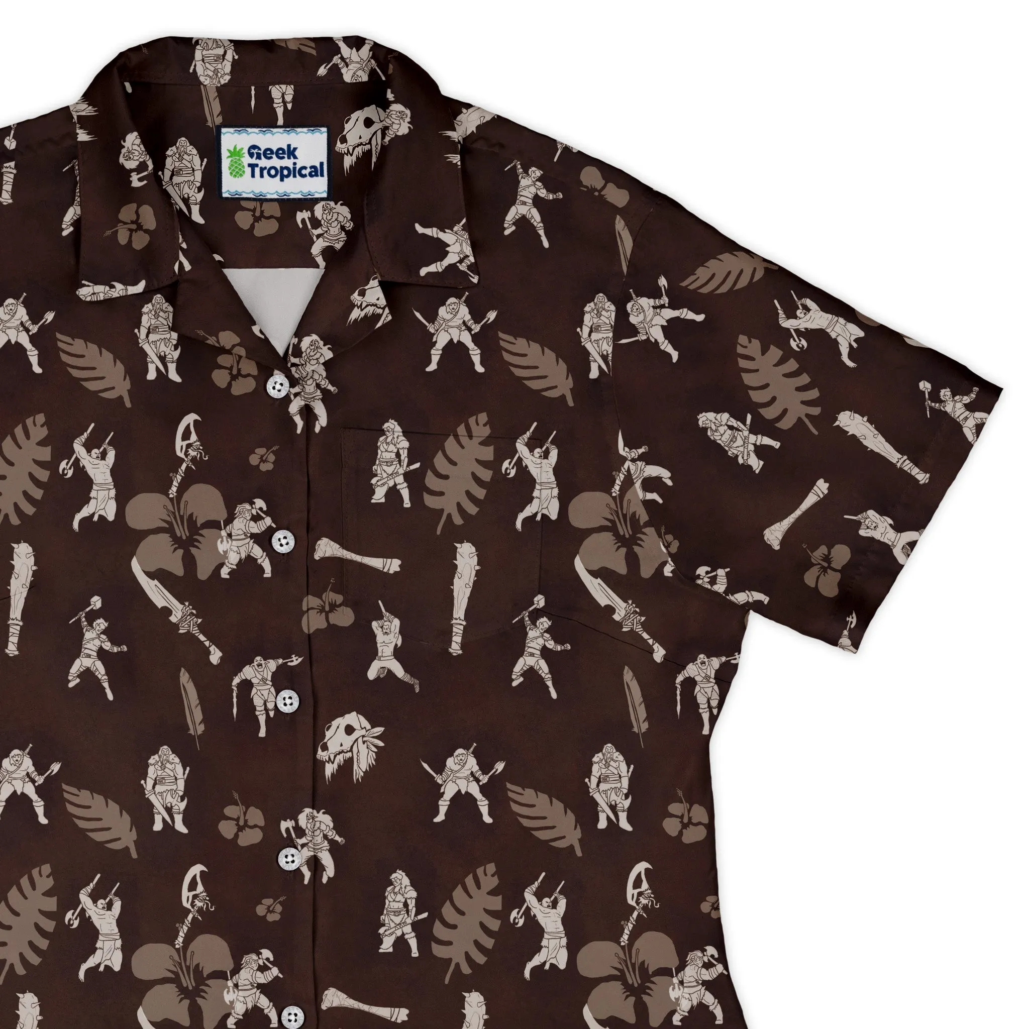 DND Barbarian Class Hawaiian Curvy Button Up Shirt