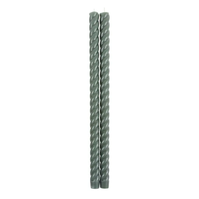 Fancy Taper Candles - Moss