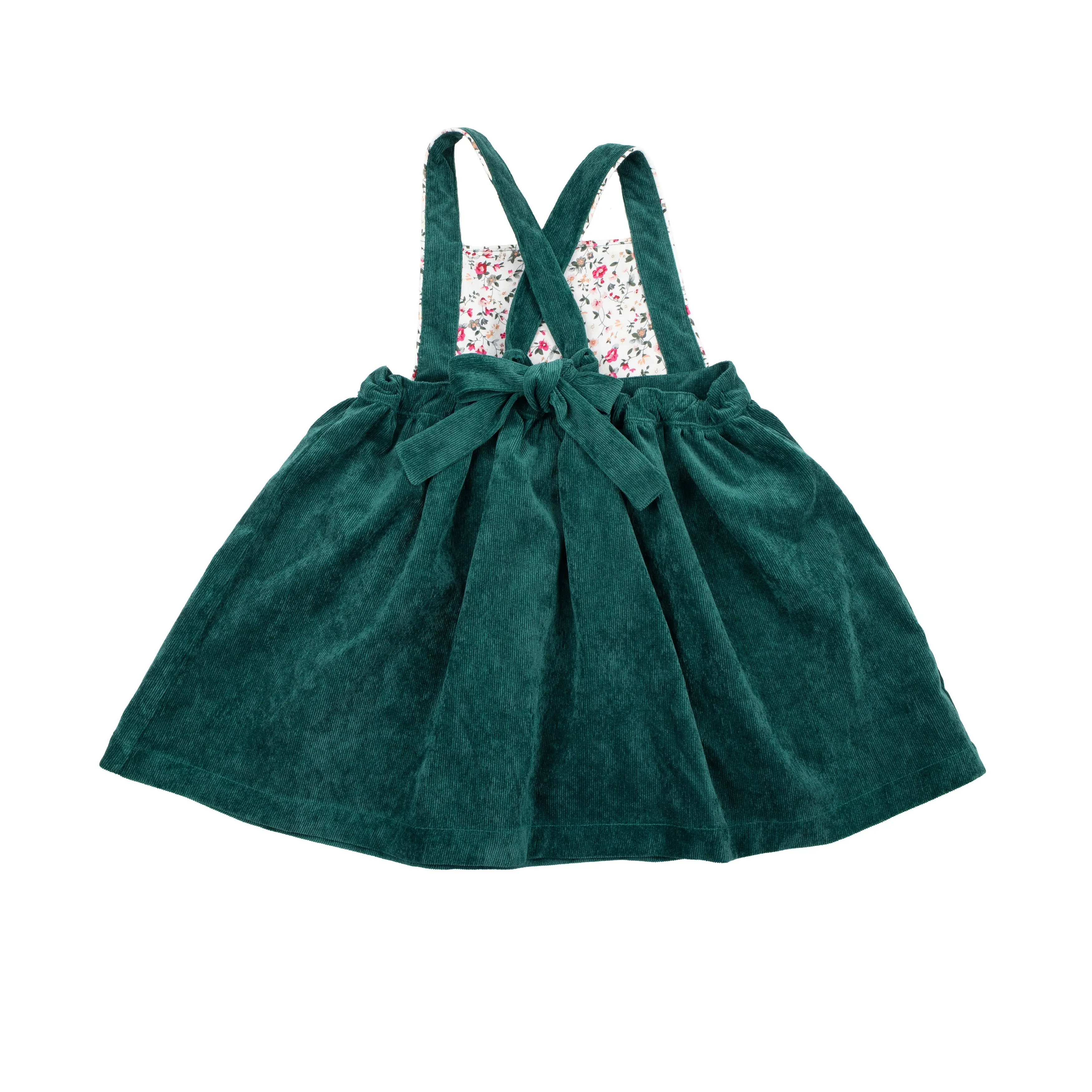 Green Corduroy Pinafore Dress, Toddler Girls
