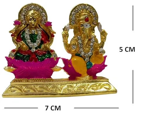 Hare Krishna Food For Soul Lakshmi Ganesha Murti Idol Set for Puja Home Decoration Item, Car Dashboard, Desktop Decor,Mandir Temple Pooja Room Table Office Gifts,Showpiece