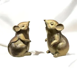 HOBBY CENTRAL Resin Mushak Idol for Ganpati Pooja Ganeshji Mooshak Mouse Mushakraj Decorative Mouse Figurines, Ideal for Ganesh chaturti Decoration. (2, Vintage Gold)