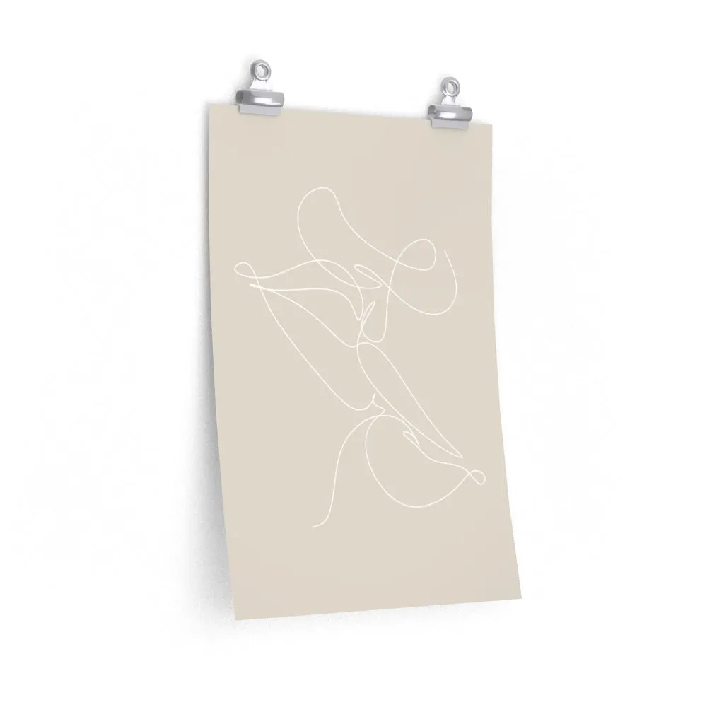 Kissing Outline Abstract Art Poster