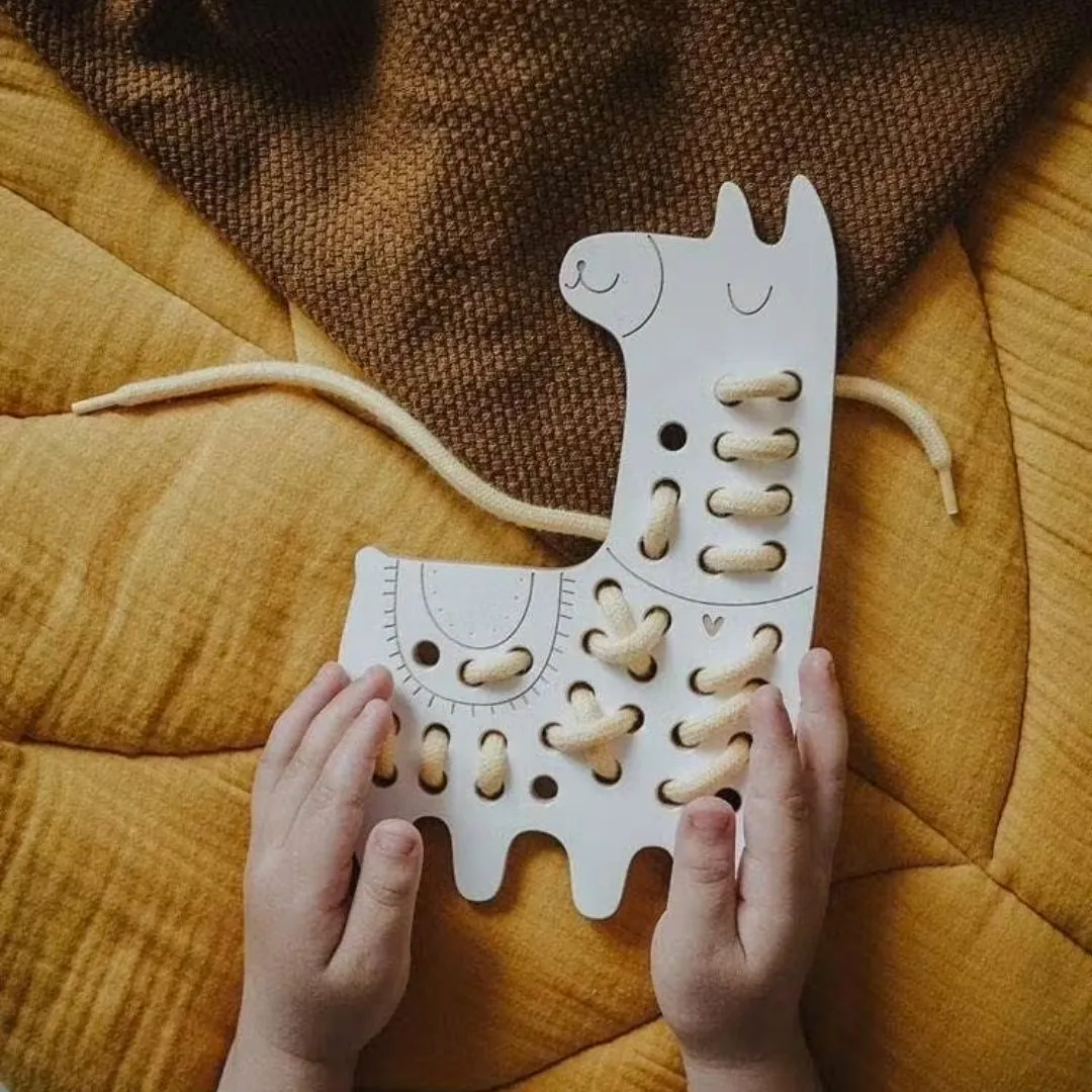 Lily The Lama Wooden Lacing Toy