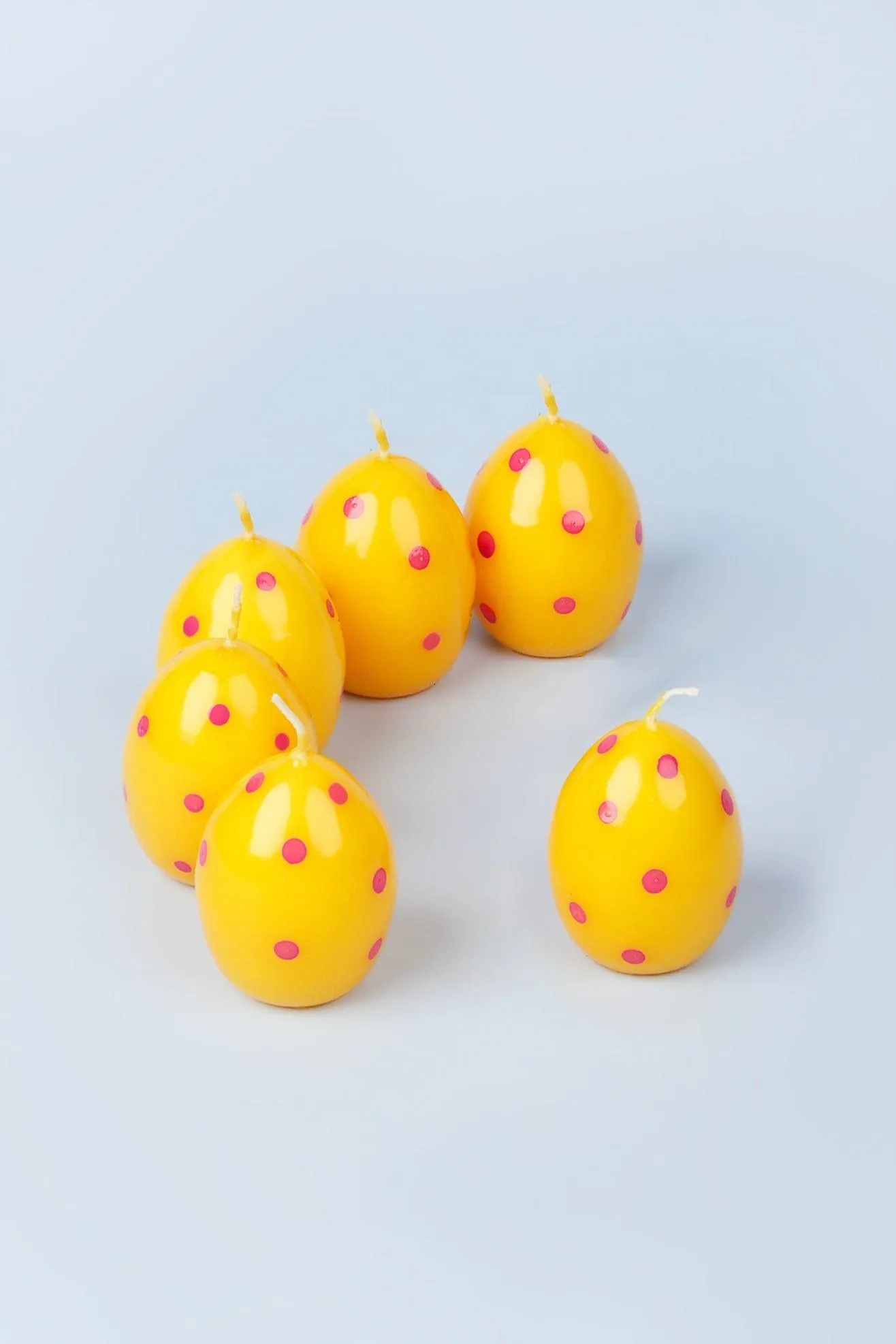 Set of 6 Easter Egg Candles - Yellow