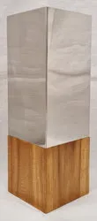 Vase - Teak Wood & Stainless Steel (10 x 10 x 30cm)