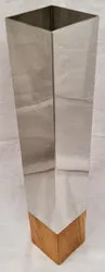 Vase - Teak Wood & Stainless Steel (8 x 8 x 44cm)
