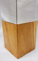 Vase - Teak Wood & Stainless Steel (8 x 8 x 44cm)