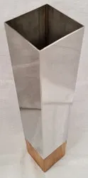 Vase - Teak Wood & Stainless Steel (8 x 8 x 44cm)