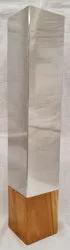 Vase - Teak Wood & Stainless Steel (8 x 8 x 44cm)